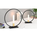 Max Iron Geometric Candlestick Decorative Candle Holders Centerpiece Black Gold-L - Aladdin Shoppers