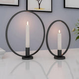 Max Iron Geometric Candlestick Decorative Candle Holders Centerpiece Black-S - Aladdin Shoppers