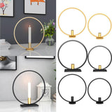 Max Iron Geometric Candlestick Decorative Candle Holders Centerpiece Black-S - Aladdin Shoppers
