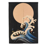 Max Japanese Noren Doorway Hanging Curtain Tapestry Decor Yellow Sun and Wave L - Aladdin Shoppers