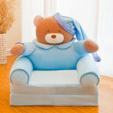 Max Kids Foldable Sofa Chair Children Cartoon Lounger Bed Slipcover Blue Bear - Aladdin Shoppers