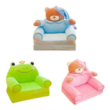 Max Kids Foldable Sofa Chair Children Cartoon Lounger Bed Slipcover Blue Bear - Aladdin Shoppers