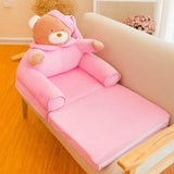 Max Kids Foldable Sofa Chair Children Cartoon Lounger Bed Slipcover Pink Bear