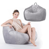 Max Kids Stuffed Animals Storage Suede Bean Bag Cover 60x70cm Grey_2 - Aladdin Shoppers