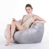 Max Kids Stuffed Animals Storage Suede Bean Bag Cover 60x70cm Grey_2 - Aladdin Shoppers