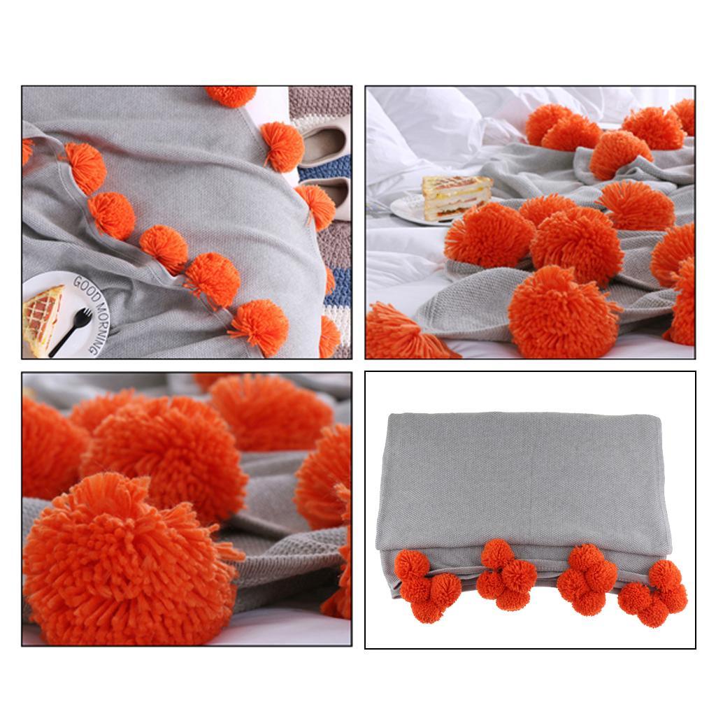 Max Knitting Cotton Throws Blankets with Ball Solid Color Gray - Aladdin Shoppers