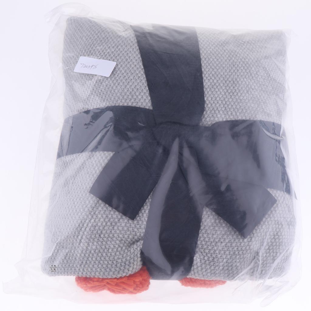 Max Knitting Cotton Throws Blankets with Ball Solid Color Gray - Aladdin Shoppers