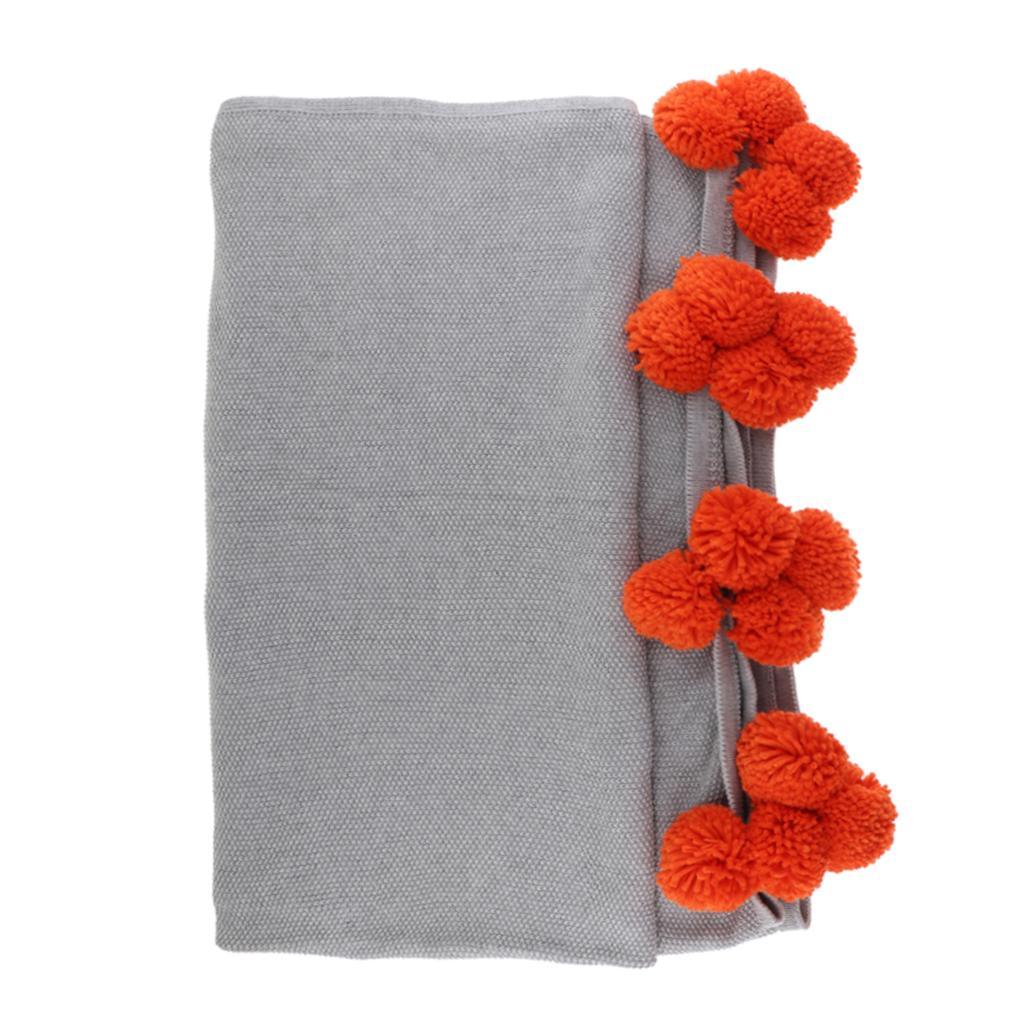 Max Knitting Cotton Throws Blankets with Ball Solid Color Gray - Aladdin Shoppers