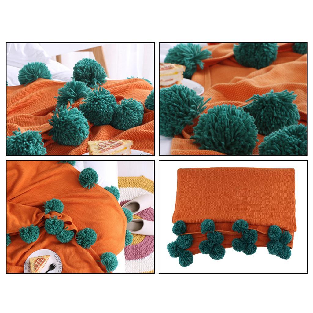 Max Knitting Cotton Throws Blankets with Ball Solid Color Orange - Aladdin Shoppers