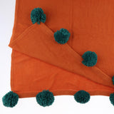 Max Knitting Cotton Throws Blankets with Ball Solid Color Orange - Aladdin Shoppers