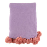 Max Knitting Cotton Throws Blankets with Ball Solid Color Purple - Aladdin Shoppers