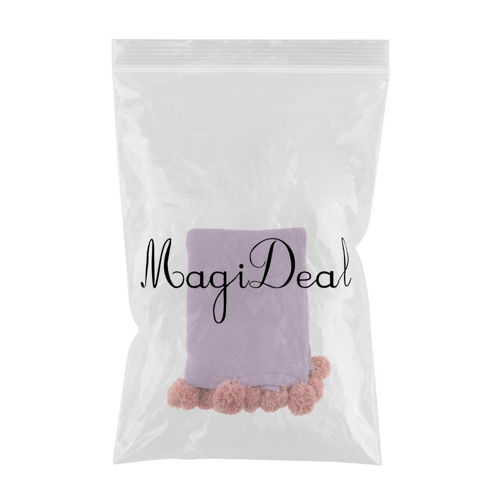 Max Knitting Cotton Throws Blankets with Ball Solid Color Purple - Aladdin Shoppers