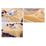 Max Knitting Cotton Throws Blankets with Ball Solid Color Yellow - Aladdin Shoppers