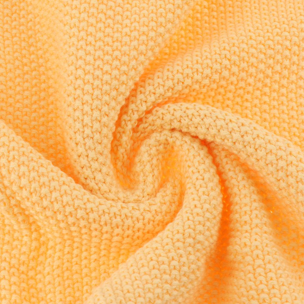 Max Knitting Cotton Throws Blankets with Ball Solid Color Yellow - Aladdin Shoppers