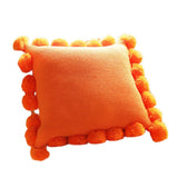 Max Knitting Pillowcase Boho Style Fringe Cushion Cover Plush Ball - Orange - Aladdin Shoppers