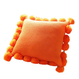 Max Knitting Pillowcase Boho Style Fringe Cushion Cover Plush Ball - Orange - Aladdin Shoppers