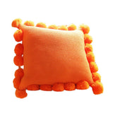 Max Knitting Pillowcase Boho Style Fringe Cushion Cover Plush Ball - Orange - Aladdin Shoppers