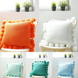 Max Knitting Pillowcase Boho Style Fringe Cushion Cover Plush Ball - Orange - Aladdin Shoppers