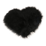 Max Love Shape Shaggy Soft Sheepskin Area Rug Faux Fur Rug 5cm Pile Black - Aladdin Shoppers