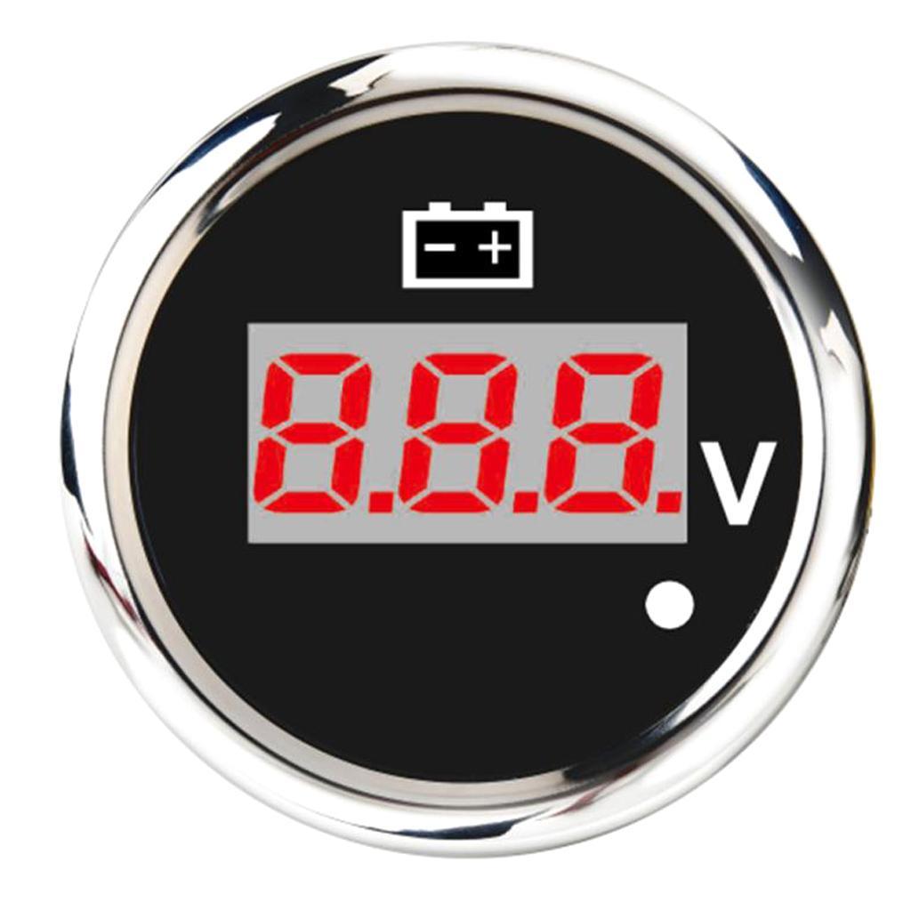 Max Marine Boat Digital Display Voltmeter Voltage Meter 8-32V 52mm 2" Black - Aladdin Shoppers