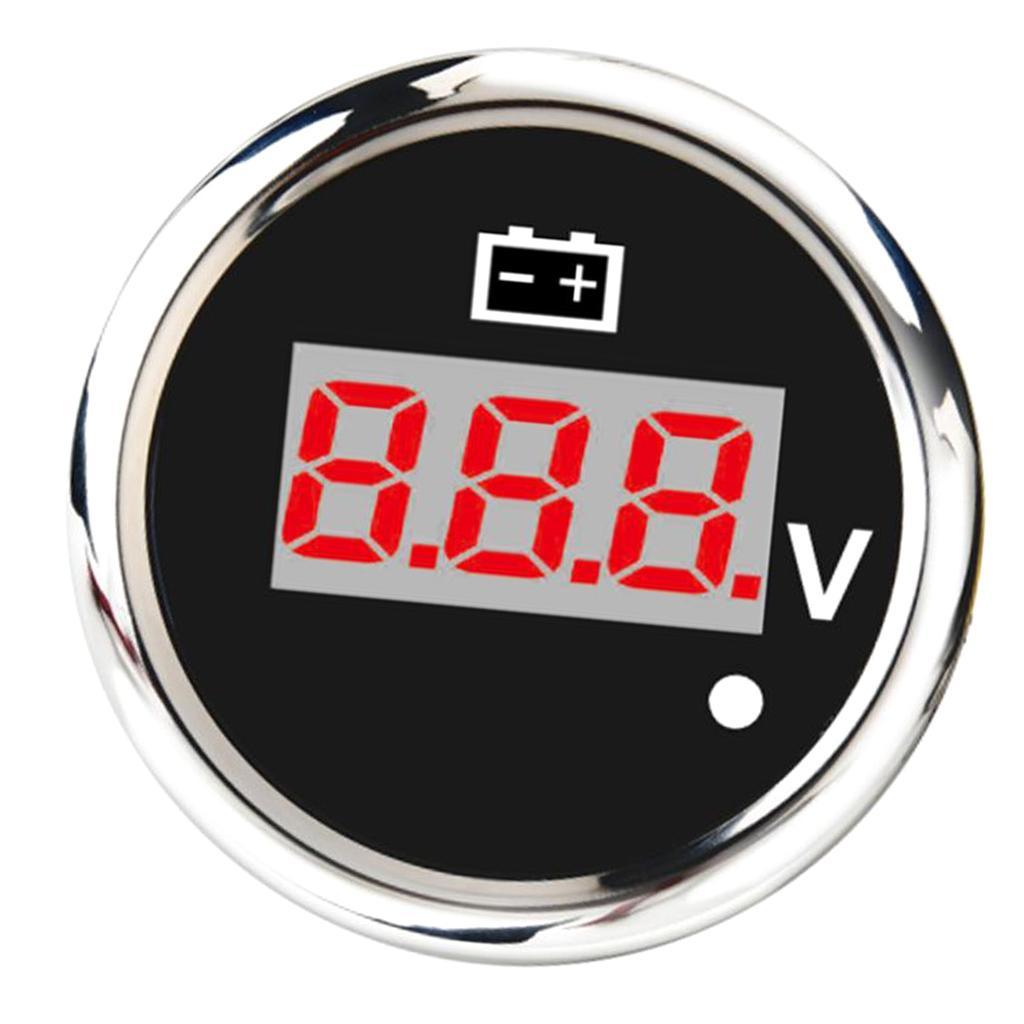Max Marine Boat Digital Display Voltmeter Voltage Meter 8-32V 52mm 2" Black - Aladdin Shoppers