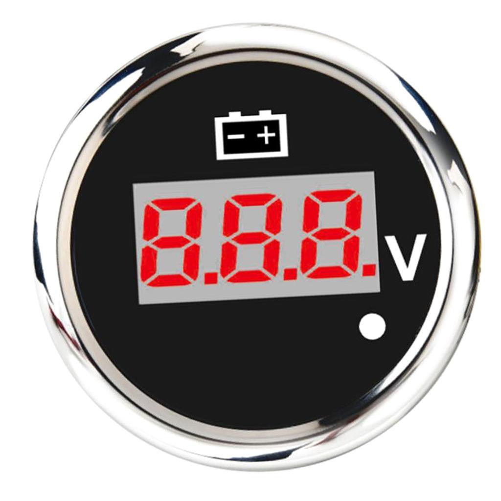 Max Marine Boat Digital Display Voltmeter Voltage Meter 8-32V 52mm 2" Black - Aladdin Shoppers