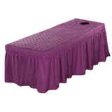 Max Massage Cosmetic Table Valance Sheet Cover with Hole 73x28inch Purple - Aladdin Shoppers