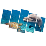 Max Modern 5 Panels Paintings on Canvas Wall Art Landscape Dolphin and Turtles - Aladdin Shoppers