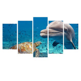 Max Modern 5 Panels Paintings on Canvas Wall Art Landscape Dolphin and Turtles - Aladdin Shoppers