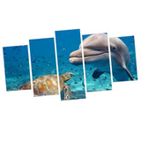 Max Modern 5 Panels Paintings on Canvas Wall Art Landscape Dolphin and Turtles - Aladdin Shoppers