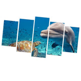 Max Modern 5 Panels Paintings on Canvas Wall Art Landscape Dolphin and Turtles - Aladdin Shoppers