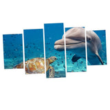 Max Modern 5 Panels Paintings on Canvas Wall Art Landscape Dolphin and Turtles - Aladdin Shoppers