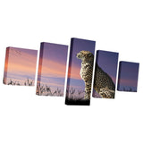 Max Modern 5 Panels Paintings on Canvas Wall Art Landscape Leopoard - Aladdin Shoppers