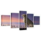 Max Modern 5 Panels Paintings on Canvas Wall Art Landscape Leopoard - Aladdin Shoppers