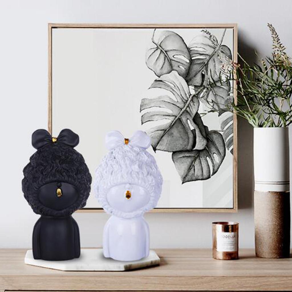 Max Modern Art Resin Curly Girl Sculpture Decorative Ornament White-A - Aladdin Shoppers