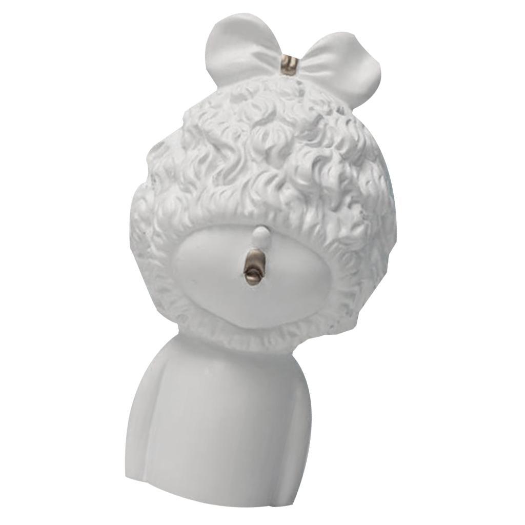 Max Modern Art Resin Curly Girl Sculpture Decorative Ornament White-A - Aladdin Shoppers