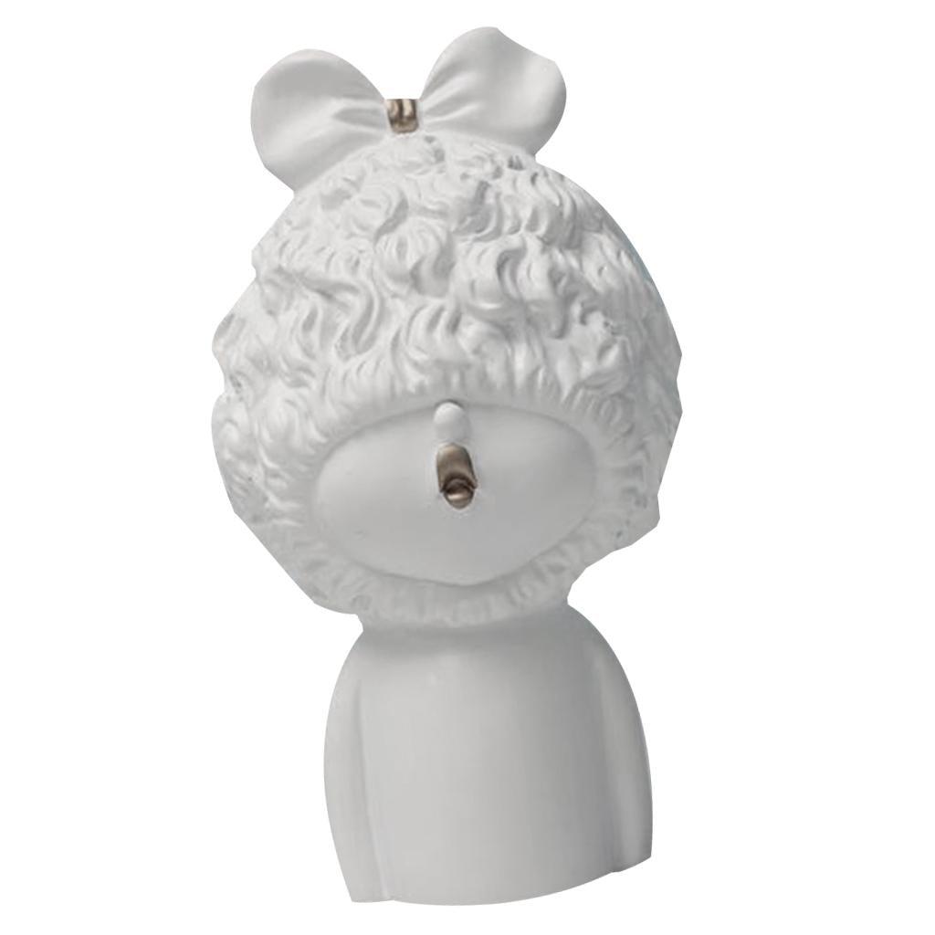 Max Modern Art Resin Curly Girl Sculpture Decorative Ornament White-A - Aladdin Shoppers