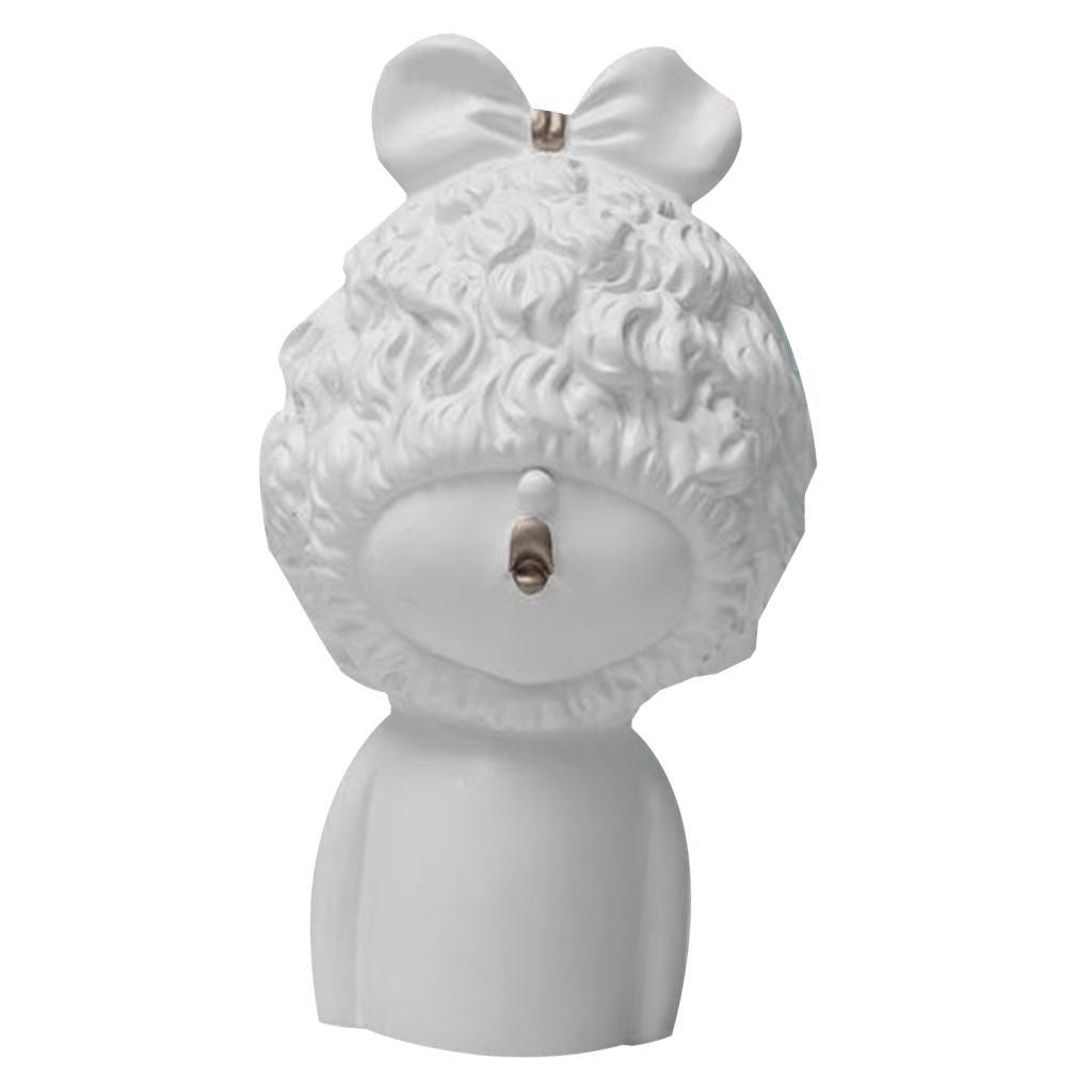 Max Modern Art Resin Curly Girl Sculpture Decorative Ornament White-A - Aladdin Shoppers