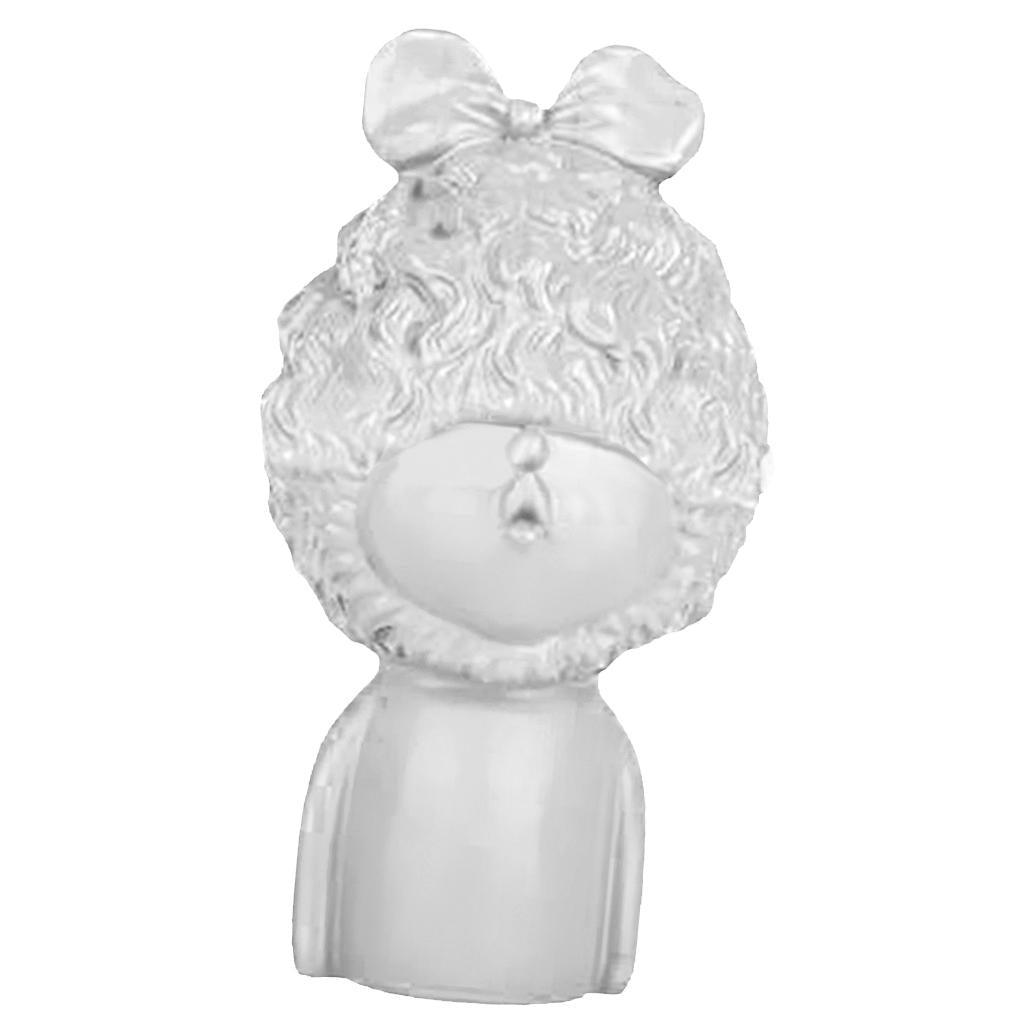 Max Modern Art Resin Curly Girl Sculpture Decorative Ornament White-B - Aladdin Shoppers