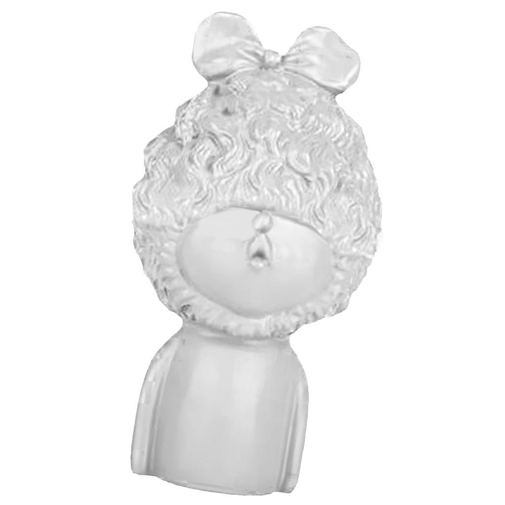 Max Modern Art Resin Curly Girl Sculpture Decorative Ornament White-B - Aladdin Shoppers