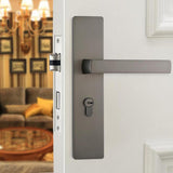 Max Modern Style Mute Interior Door Handle Lock Bedroom Privacy Lockset Gray - Aladdin Shoppers
