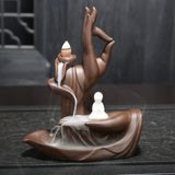 Max Monk Censer Ceramic Waterfall Backflow Buddha Hand Incense Burner Style 02 - Aladdin Shoppers