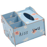 Max Multifunctional Wooden Tissue Box Remote Control Storage Box Blue Flower - Aladdin Shoppers