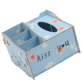 Max Multifunctional Wooden Tissue Box Remote Control Storage Box Blue Flower - Aladdin Shoppers