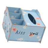 Max Multifunctional Wooden Tissue Box Remote Control Storage Box Blue Flower - Aladdin Shoppers