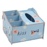 Max Multifunctional Wooden Tissue Box Remote Control Storage Box Blue Flower - Aladdin Shoppers