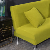 Max Non-Slip Armless Sofa Cover Full Folding Sofa Bed Slipcover Yellow Green S - Aladdin Shoppers