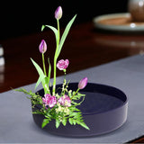 Max Plastic Round Ikebana Suiban Vase Pot Bonsai Flower Container Black 28cm - Aladdin Shoppers