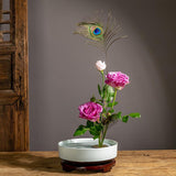 Max Plastic Round Ikebana Suiban Vase Pot Bonsai Flower Container White 28cm - Aladdin Shoppers