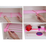 Max plastic wardrobe layered partition adjustable shelf storage rack 38cm M Pink - Aladdin Shoppers